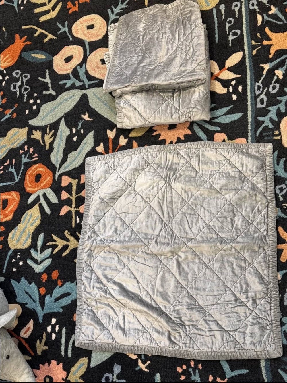 Fieldcrest Gray Washable Velvet Euro Shams set of 3